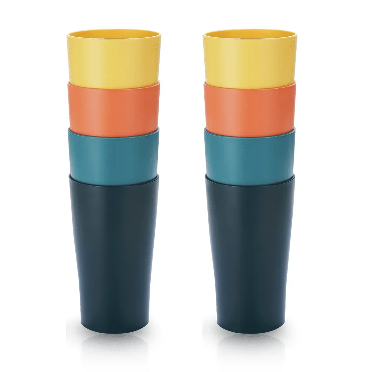 Reusable Plastic Cups, Set of 8, Mixed Colors (4-Pack)